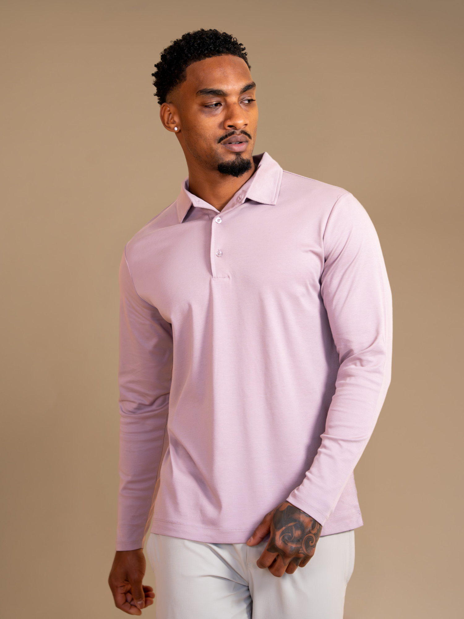 Lux Longsleeve Polo - Ash Rose