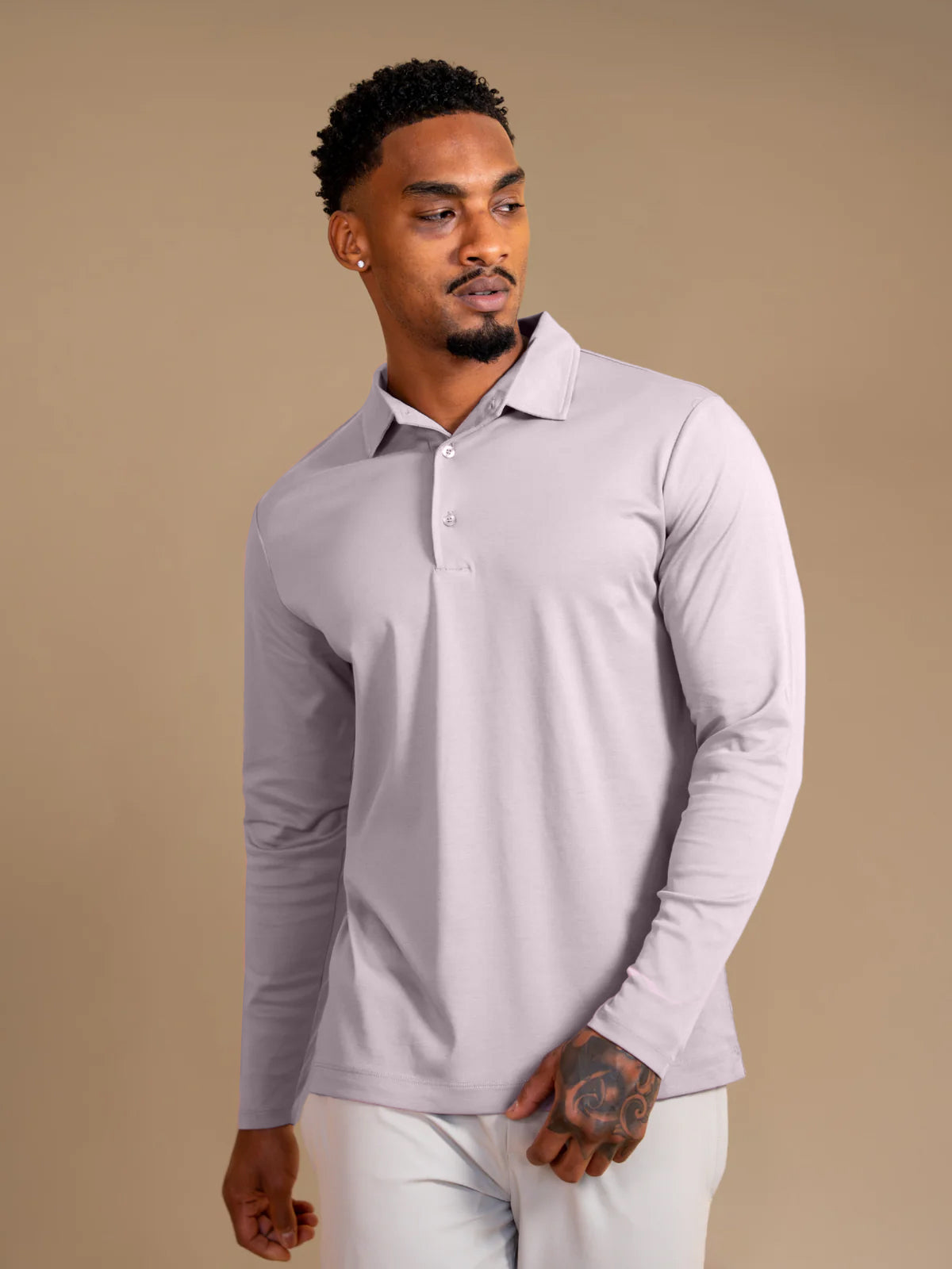 Lux Longsleeve Polo - Ash Rose
