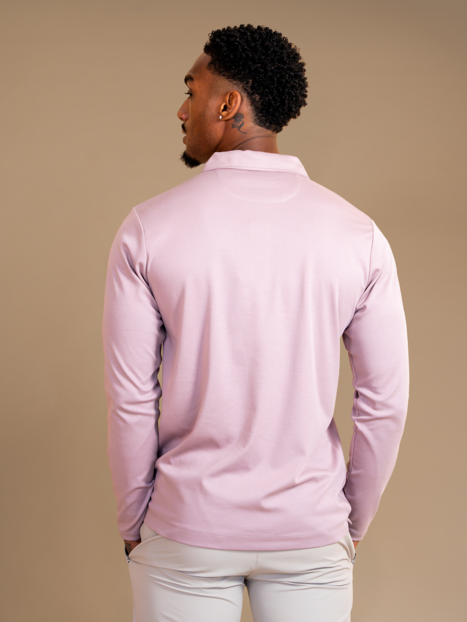 Lux Longsleeve Polo - Ash Rose