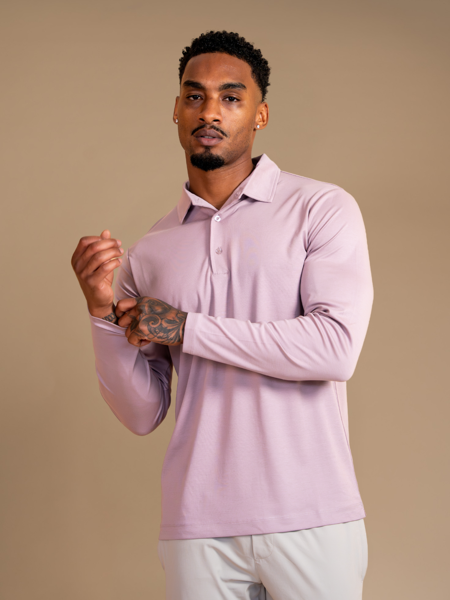 Lux Longsleeve Polo - Ash Rose