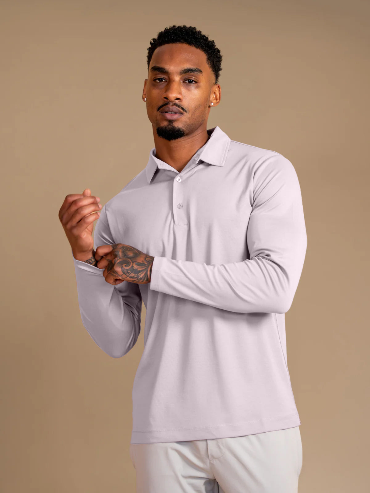 Lux Longsleeve Polo - Ash Rose