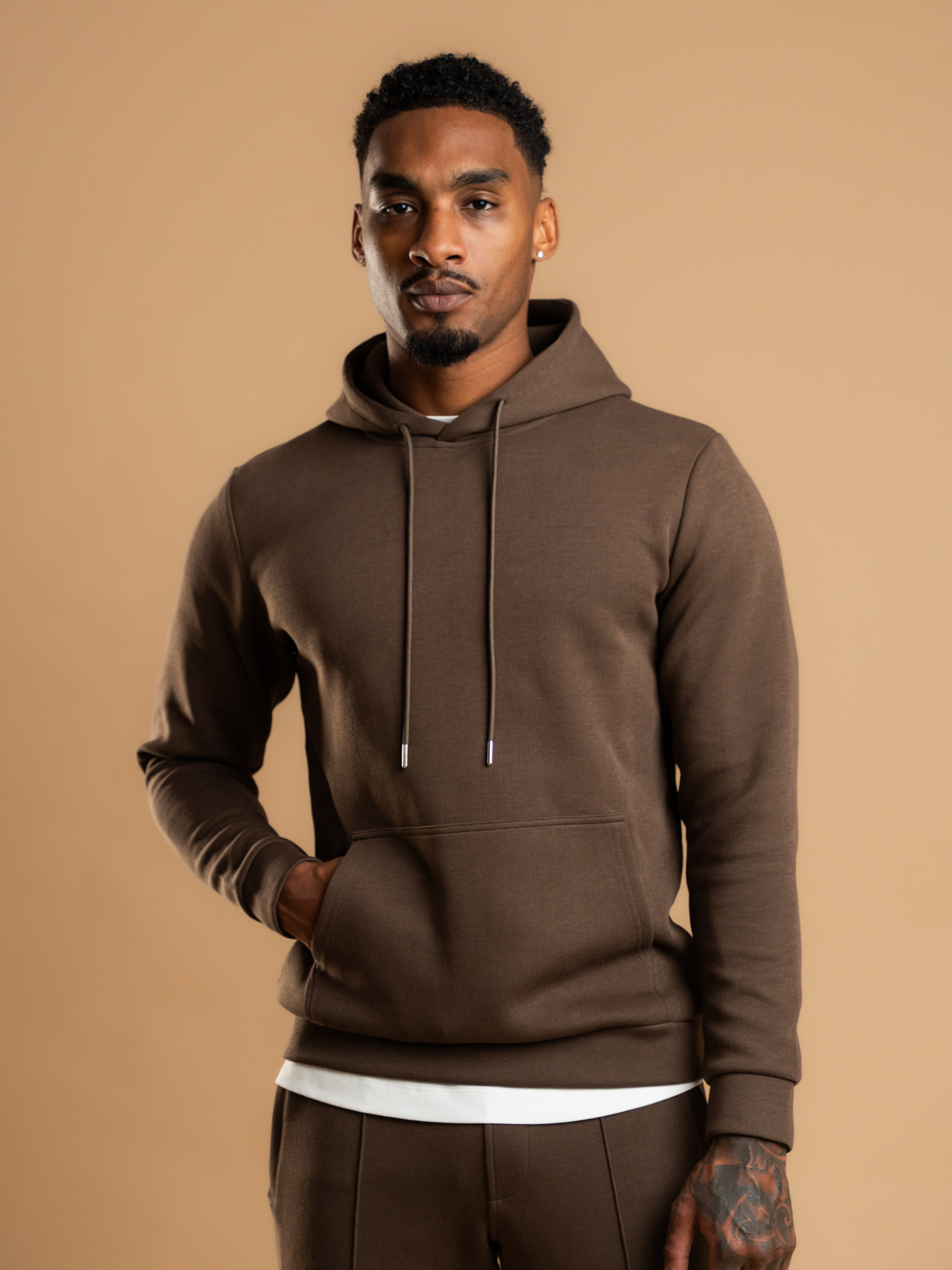 Essential Interlock Hoodie - Brown