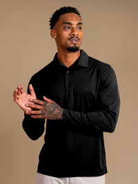 Lux Longsleeve Polo - Black