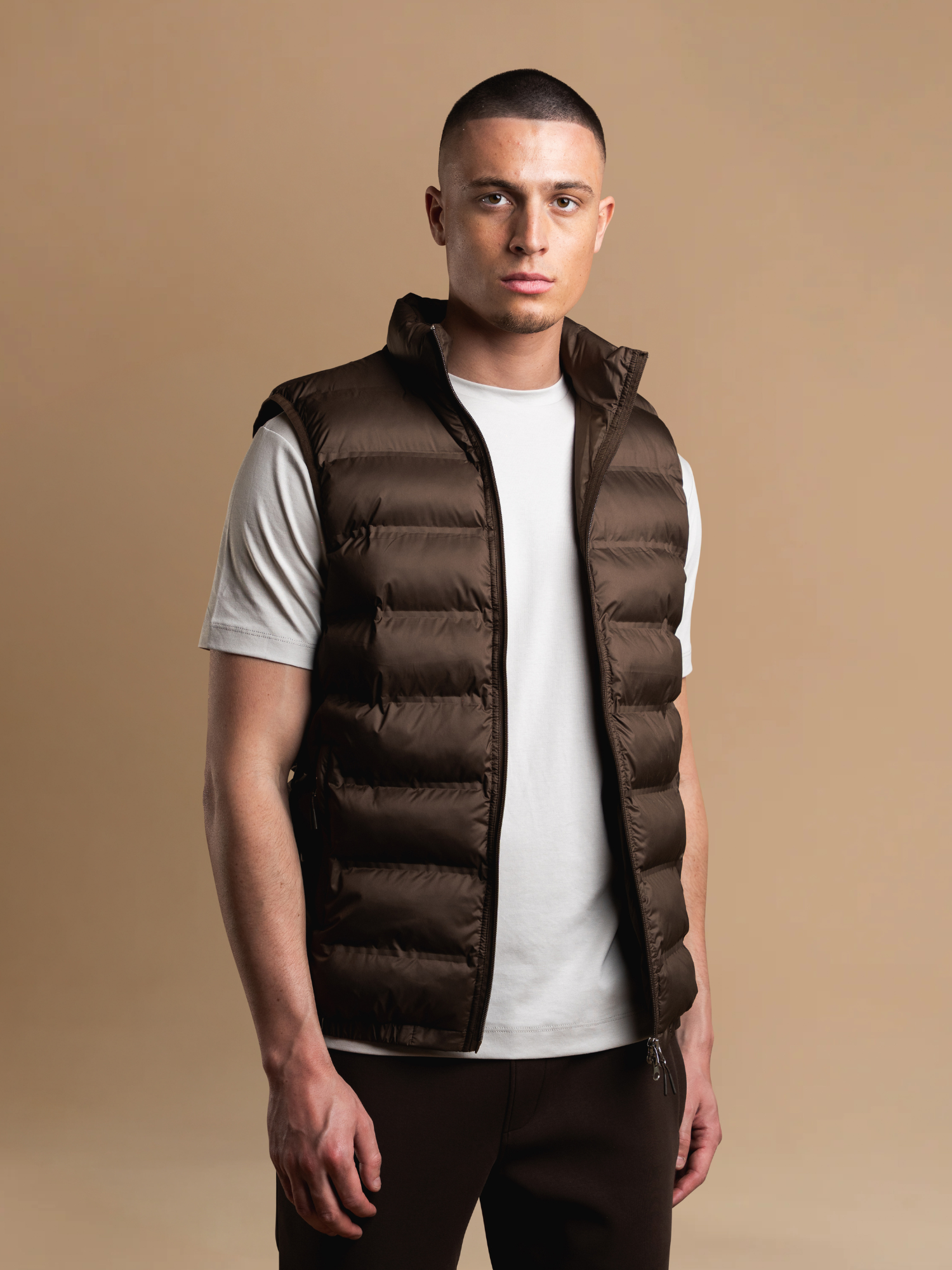 Tech Puffer Gilet - Brown