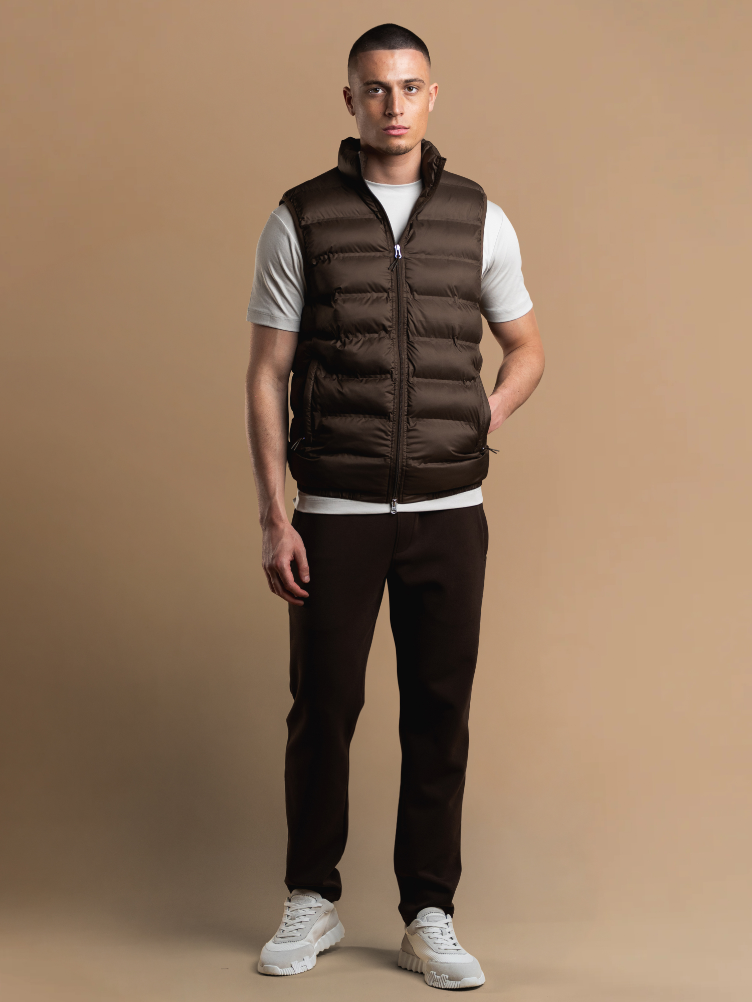 Tech Puffer Gilet - Brown
