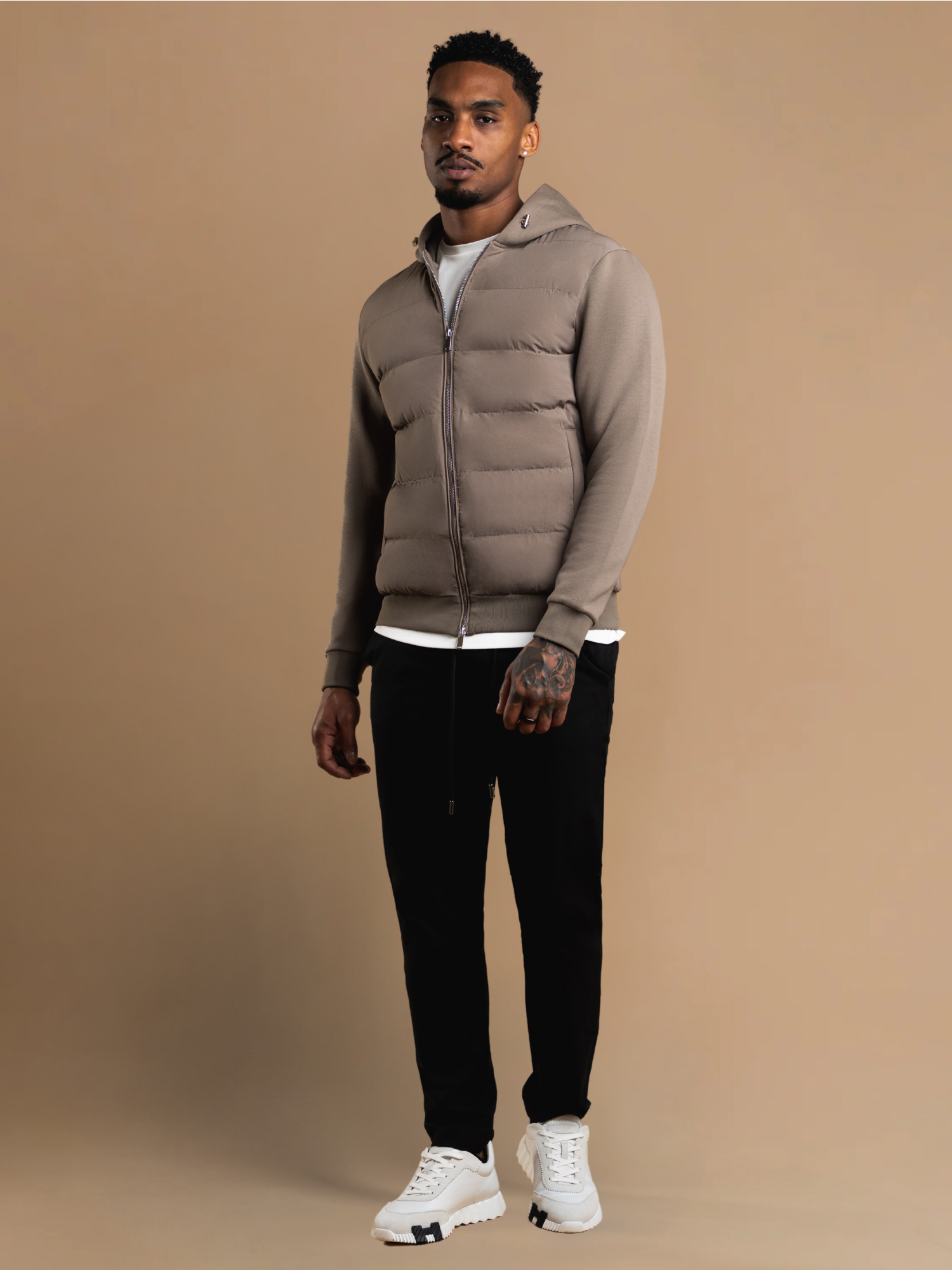 Hybrid Quilted Windbreaker - Taupe