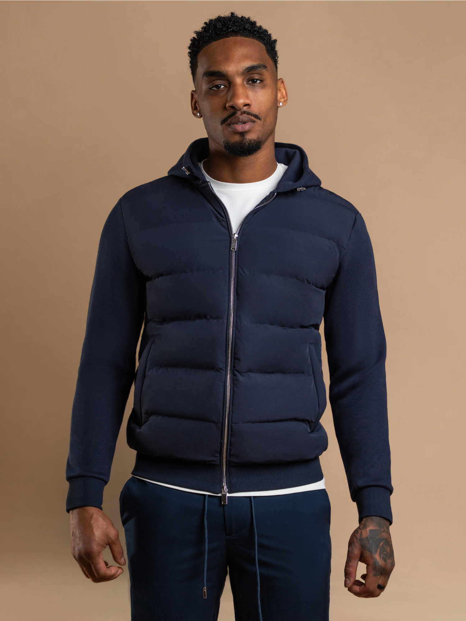 Hybrid Quilted Windbreaker - Navy