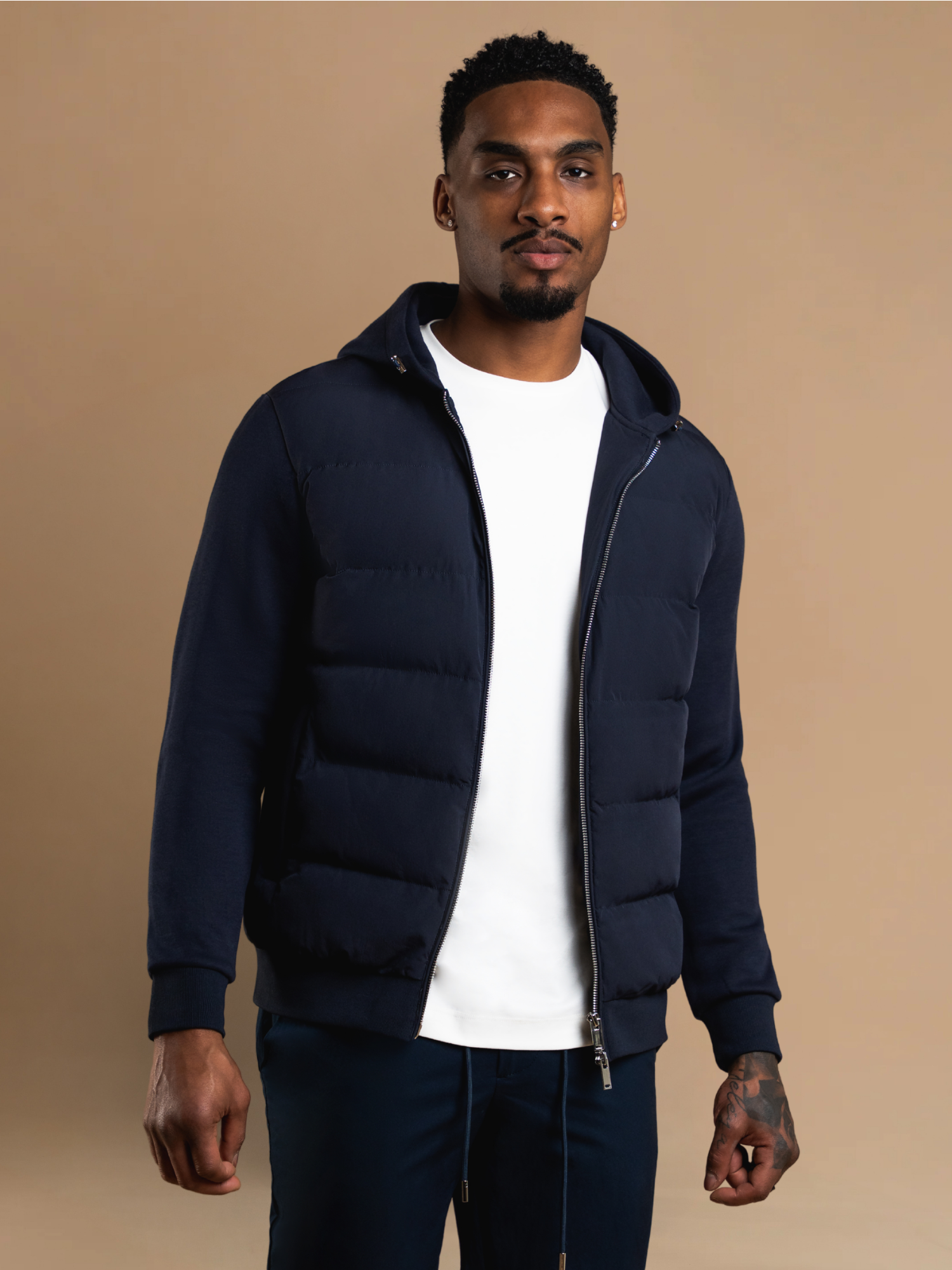 Hybrid Quilted Windbreaker - Navy