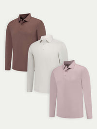 Lux Longsleeve Polo - Mixed 3 Pack - Warm Tones